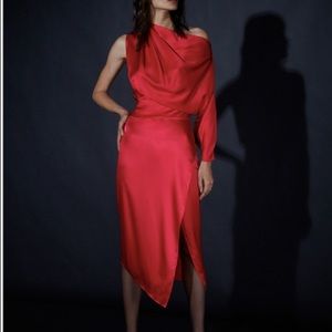 Michelle mason draped shoulder dress
